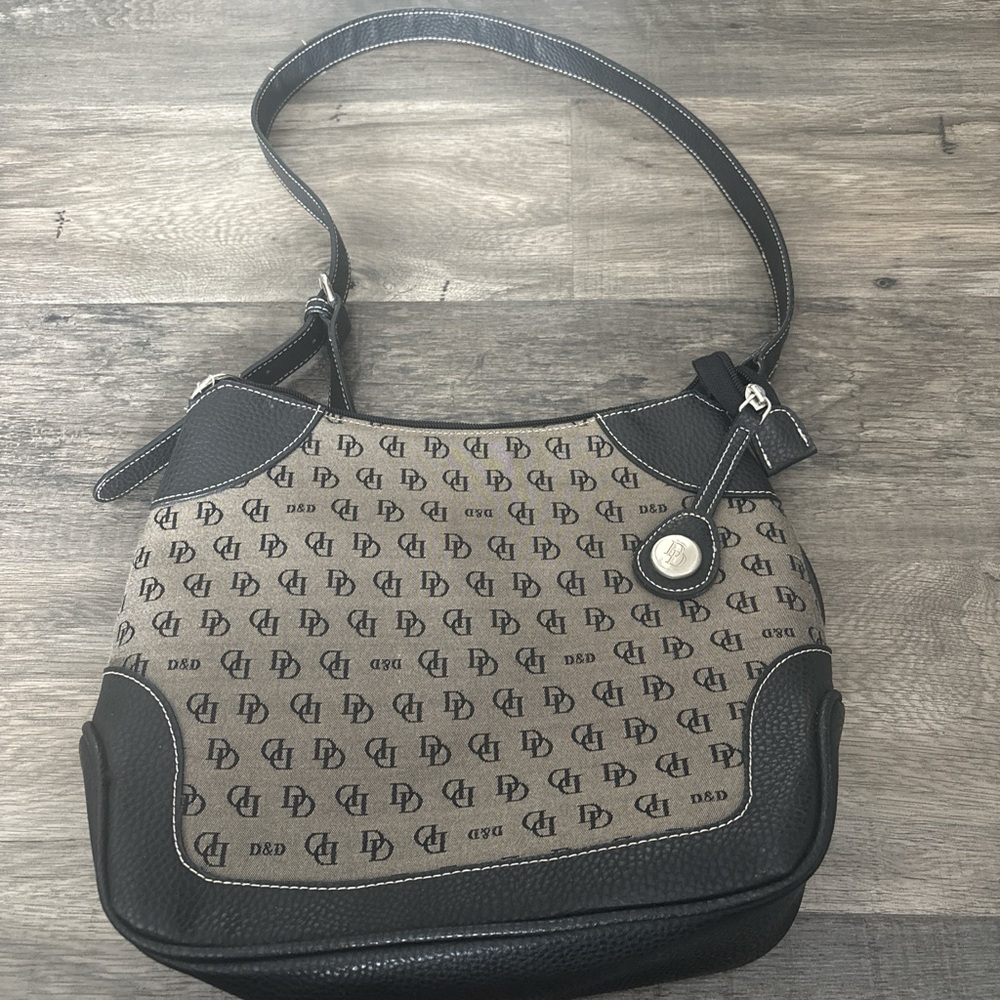 Dooney & Bourke Black and Tan Monogram Shoulder Bag